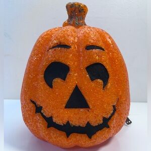 Seasons Pumpkin Melted Plastic Popcorn Orange Light Up Halloween 10"